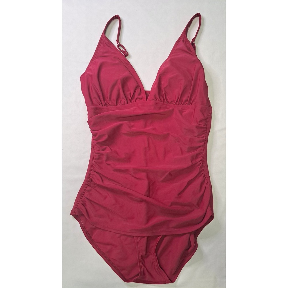 Tommy Bahama Relax Fuschia Ruched One Piece Sz 8 Swimsuit Feminine Summer Cruise